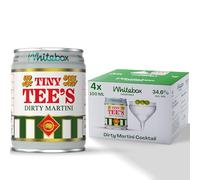 WHITEBOX COCKTAILS Single Serve Classic Tiny Tee's Dirty Martini - Case Of 4 Cocktail Cans | Classic Full Strength Old Fashioned | Pre-mixed Cocktails Ready To Drink 4x100ml