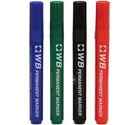 Whitebox Wx26088a Permanent Marker with Bullet Tip, Multicoloured, Assorted (Pack of 4)
