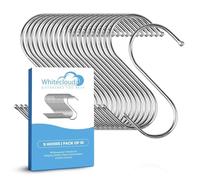 WHITECLOUDZ 10Pack Silver Heavy Duty S Hooks for Hanging, Durable Wall Hangings Hooks, Stainless Steel Hooks for Hanging Clothes, Kitchen Hooks for Utensils, Ceiling Hooks for hangings Plants,(8.4cm)