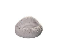 (WhiteCoffe, 60cm/23.62in) Pet Cat Warm Cave Bed Hooded Donut Cozy Soft Plush Puppy Mat Nest Warming Self