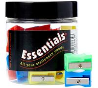 Whitecroft Essentials Stationery Tubs Plastic Pencil Sharpeners - Assorted Colours (Pack of 30)
