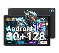 Whitedeer 10 inch Android 15 Tablet, Android Tablet with 30GB+128GB+1TB, Face ID, 5MP 8MP Camera, Split Screen, 1280x800 IPS Display, 5000mAh Battery, WiFi 6 5G 2.4G, Bluetooth 5.3, Widevine L1, Black