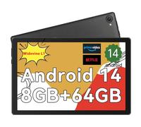 Whitedeer Tablet 10 inch Octa-Core Processor Android 14 Tablet, Face ID丨OTG, 8GB+64GB/1TB TF, 1280*800丨5G WiFi丨BT5.3丨Tab PC with Dual Camera 5MP+8MP, Support Split-Screen, 5000mAh, Widevine L1(Black)