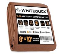 WHITEDUCK 8'x10' Canvas Tarp 18 oz/37 Mil Heavy Duty Waterproof UV Resistant, Rustproof Grommets, Industrial & Commercial Use Cloth Tarp (Finished Size: 7'6"x9'6", Brown)