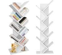 (Whitee) 9-Tier Tree Bookshelf,Floor Standing Bookcase,Tree Shaped Book Shelves,Display Storage Shelving Units Storage Rack for Bedroom Living Room Office