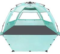 WhiteFang Deluxe XL Pop Up Beach Tent Sun Shade Shelter for 3-4 Person, UV Protection, Extendable Floor with 3 Ventilating Windows Plus Carrying Bag, Stakes, and Guy Lines