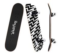 WhiteFang Skateboards for Beginners, Complete Skateboard 31 x 7.88, 7 Layer Canadian Maple Double Kick Concave Standard and Tricks Skateboards for Kids and Beginners (Lighting)