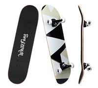 WhiteFang Skateboards for Beginners, Complete Skateboard 31 x 7.88, 7 Layer Canadian Maple Double Kick Concave Standard and Tricks Skateboards for Kids and Beginners (Peak)