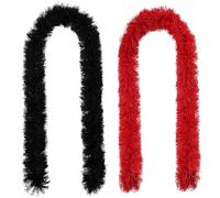 whitefeather 2pcs Feathers Boas Artificial Fluffy Boas Decoration for DIY Crafts Wedding Costume Christmas Party Supplies, Black+red, S