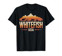 Whitefish Montana Retro Wildlife Sunset Tribute T-Shirt