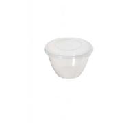 Whitefurze 0.6 Litre Pudding Bowl with Fitted Lid, Microwave Safe Round Food Storage Container, Natural Colour, Dishwasher Safe, 13.8 x 12.6 x 8.6 cm Dimensions