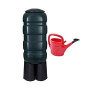Whitefurze 100L Water Butt Kit With Stand & 5 Litre Watering Can - Green