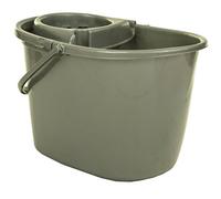 Whitefurze 15L Mop Bucket - Durable Plastic, Detachable Strainer - Grey