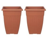 Whitefurze 2 Pack 42cm Tall Athens Terracotta Square Planter, Indoor/Outdoor, 31 x 31 x 41cm, Terracotta