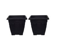 Whitefurze 2 X 22Cm Square Venetian Pot Decorative Plastic Garden Flower Planter Black
