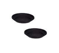 Whitefurze 2 X 27Cm Plant Pot Saucer Medium Venetian Black Colour Plastic Plant Saucer Dish