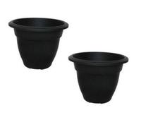 Whitefurze 2 X 30Cm Round Bell Planter Black
