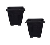 Whitefurze 2 X 30Cm Square Venetian Pot Decorative Plastic Garden Flower Planter Black