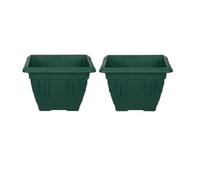 Whitefurze 2 X 30Cm Square Venetian Pot Decorative Plastic Garden Flower Planter Green