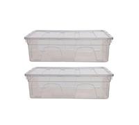 Whitefurze 2 X 36Cm Storage Box Spacemaster Mini Clear Plastic Stackable Home Storage Diy Craft Box