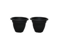 Whitefurze 2 X 38Cm Black Colour Round Bell Plant Pot Flower Planter Plastic Garden Pot