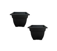 Whitefurze 2 X 38Cm Square Bell Planter Black