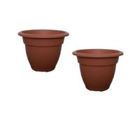 Whitefurze 2 X 38Cm Terracotta Colour Round Bell Plant Pot Flower Planter Plastic Garden Pot