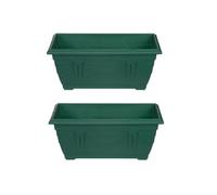 Set Of 2 Venetian Window Box Trough Planter Small 40cm Plastic Flower Plant Pot Forest Green