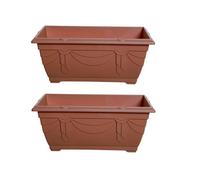 Set Of 2 Venetian Window Box Trough Planter Small 40cm Plastic Flower Plant Pot Terracotta Colour