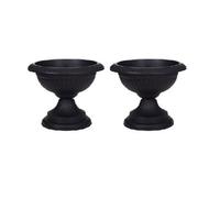 Whitefurze 2 X 42Cm Grecian Plastic Urn Garden Patio Planter Plant Pot Bowl - Black