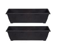 Whitefurze 2 X Large Venetian Patio Planter Trough Plant Pot 60Cm Plastic Black Colour Pot