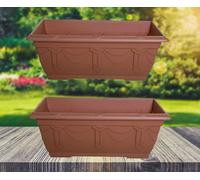 Whitefurze 2 X Large Venetian Patio Planter Trough Plant Pot 60Cm Plastic Terracotta Colour Pot
