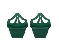 Whitefurze 2 X Small 31Cm Venetian Wall Planter Basket Garden Pot Plastic Green Colour