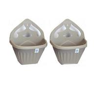 Whitefurze 2 X Small 32Cm Athens Wall Planter Basket Garden Pot Plastic Taupe Colour