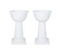 Whitefurze 2 X White Venetian Jardiniere Plant Pot Round Plastic Pedestal Flower Planter Bowl