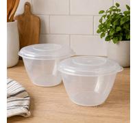 Whitefurze 2X 1.2L Microwave Steam Pudding Bowl With Lid Small Reusable Plastic Pudding Basin