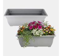 Whitefurze 2X Grey Trough Bell Plant Pot 50Cm Plastic Bell Planter Patio