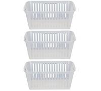 Whitefurze 3 Plastic Clear Storage Baskets 30cm Hobby Stationery Box Desk Tidy Filing