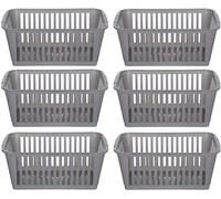 Whitefurze 3 x Silver Plastic Handy Basket Storage Basket 37cm Set Of 6