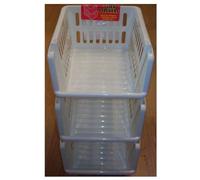 Whitefurze 3 x Stacking Basket Set of 3, Cream, 18 cm