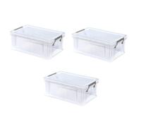 Whitefurze 3X 10L Clear Stacking Storage Box With Clip Lock Lid Storage 40X26X15Cm