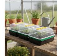 Whitefurze 3X 21Cm Small Windowsill Propagator Set Seed Tray Gravel Tray & Vented Dome Cover