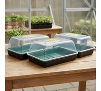 Whitefurze 3X 38Cm Seed Tray Greenhouse Propagator Set Seed Tray Gravel Tray & Vented Cover