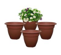 Whitefurze 4 X 20Cm Terracotta Colour Round Bell Plant Pot Flower Planter Plastic Garden Pot