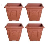 Whitefurze 4 X 30Cm Square Venetian Pot Decorative Plastic Garden Flower Planter Terracotta