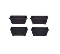 Whitefurze 4 X 40Cm Small Plastic Venetian Window Box Trough Planter Pot Black Colour