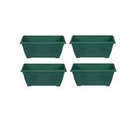 Set of 4 Venetian Window Box Trough Planter Small 40cm Plastic Flower Plant Pot Forest Green