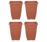 Whitefurze 4 X 42Cm Tall Athens Plant Pot Flared Garden Plastic Patio Flower Planter Terracotta Colour
