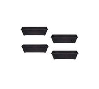 Whitefurze 4 X 60Cm Slim Plastic Venetian Window Box Trough Planter Pot Black Colour