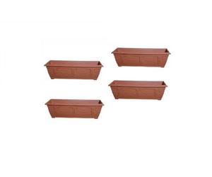 Whitefurze 4 X 60Cm Slim Plastic Venetian Window Box Trough Planter Pot Terracotta Colour